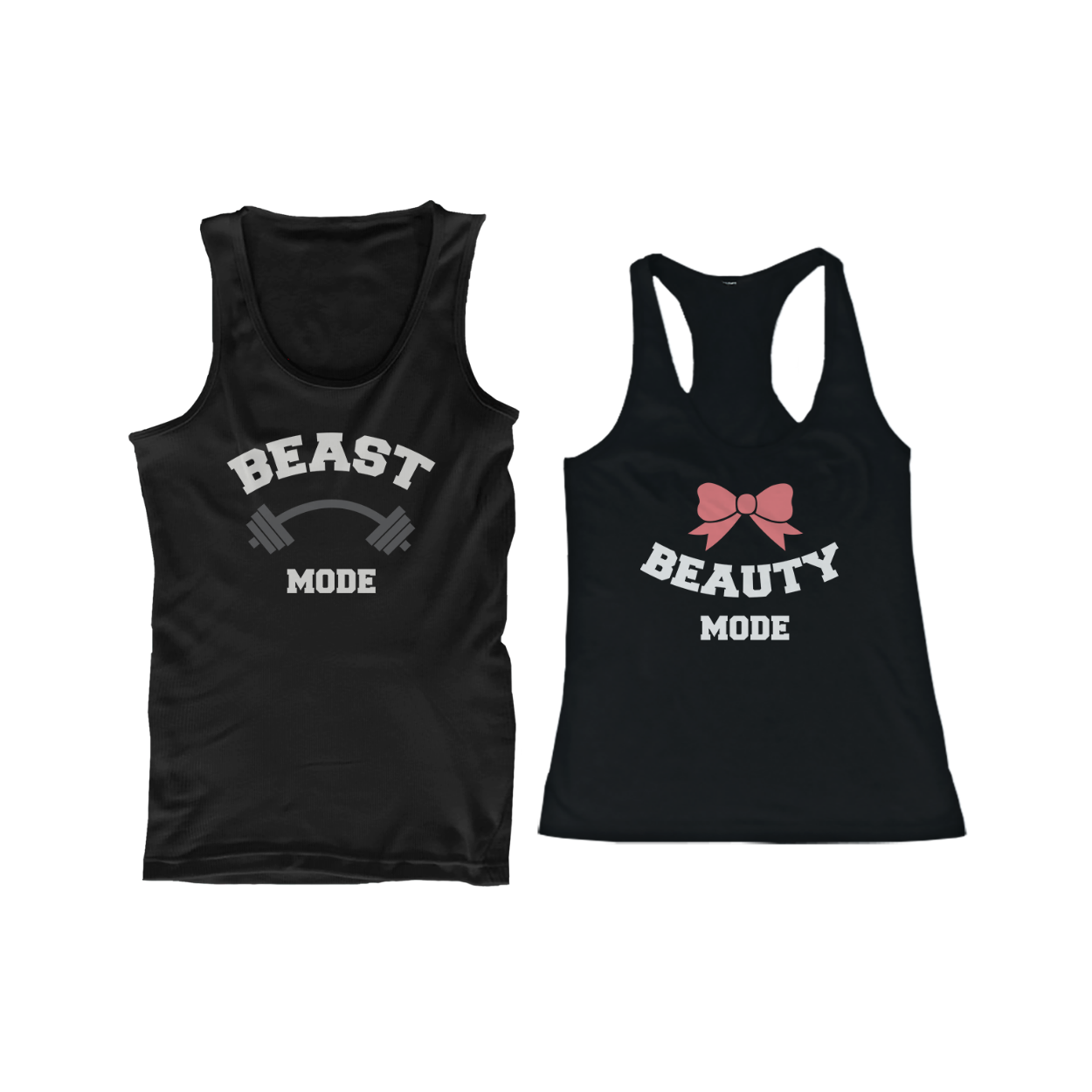 Workout Couple Tanktops Beast Beauty Mode
