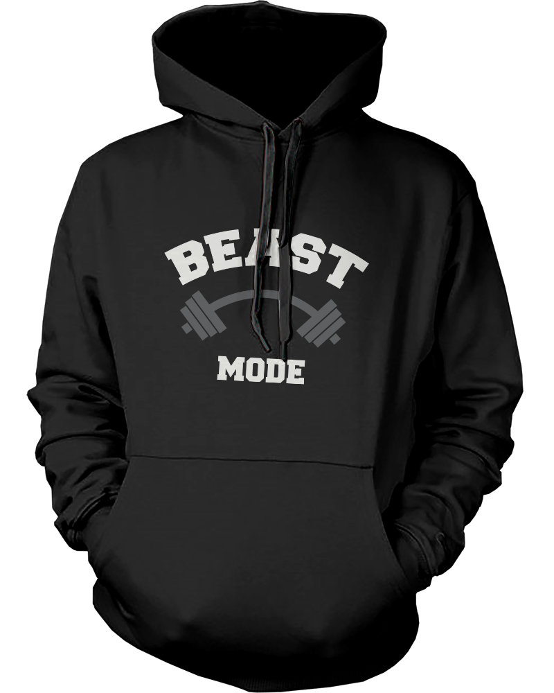 Grey Dumbbell Beast Mode Hoodie