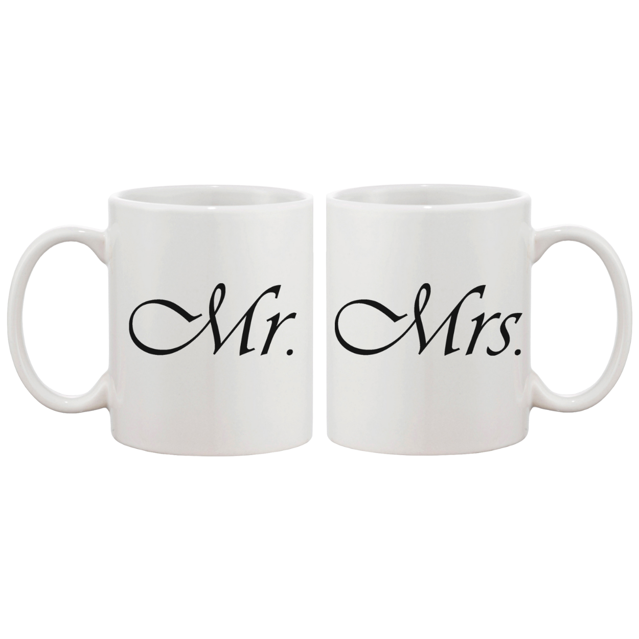 Cute Mr and Mrs Couple Mugs - His and Hers Matching Coffee Mug Cup Set White