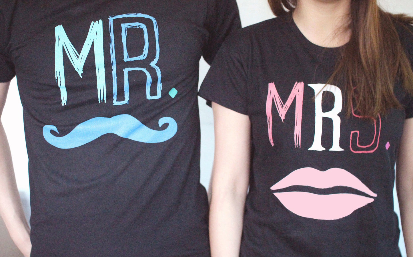 Mr Mustache And Mrs Lips Couple Tee