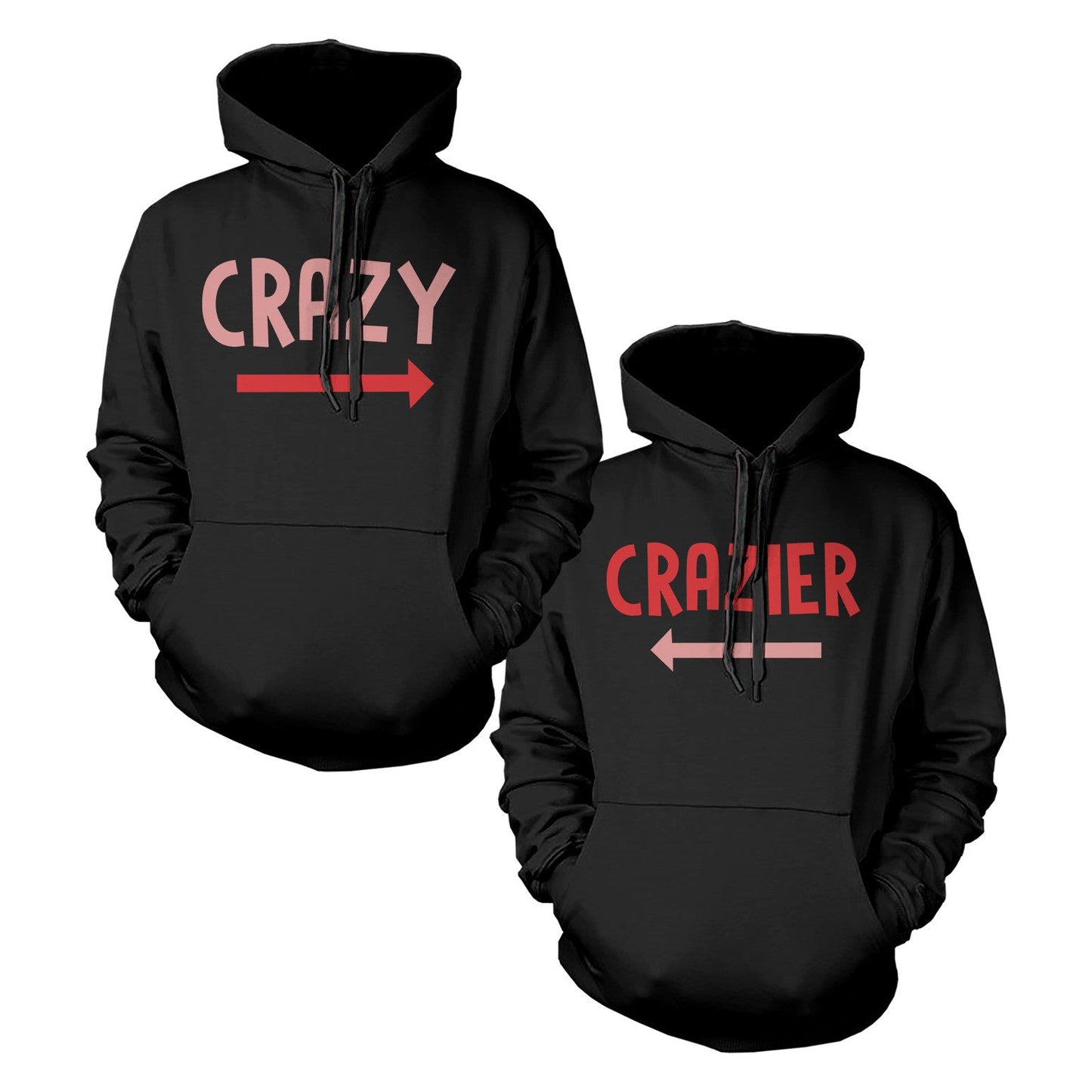 Funny Crazy And Crazier Bff Matching Best Friend Hoodies Front Back Design - 365 In Love
