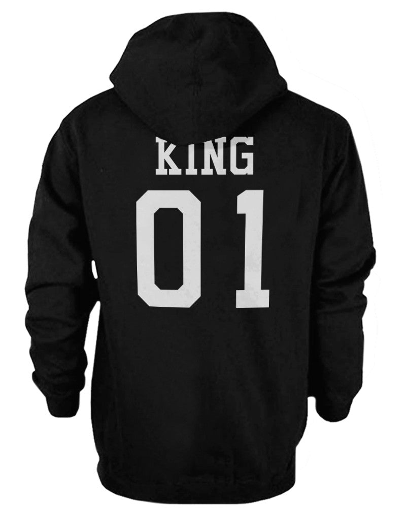 King 01 And Queen 01 Back Print Couple Matching Hoodies Cute Outfit - 365 In Love
