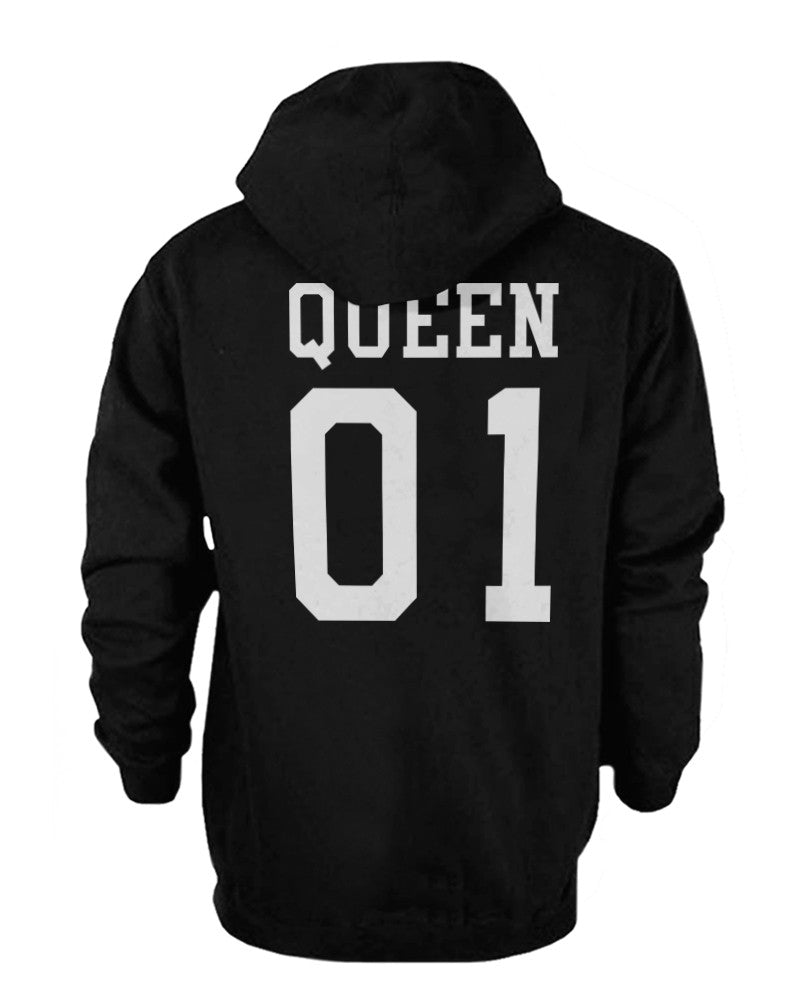 King 01 And Queen 01 Back Print Couple Matching Hoodies Cute Outfit - 365 In Love