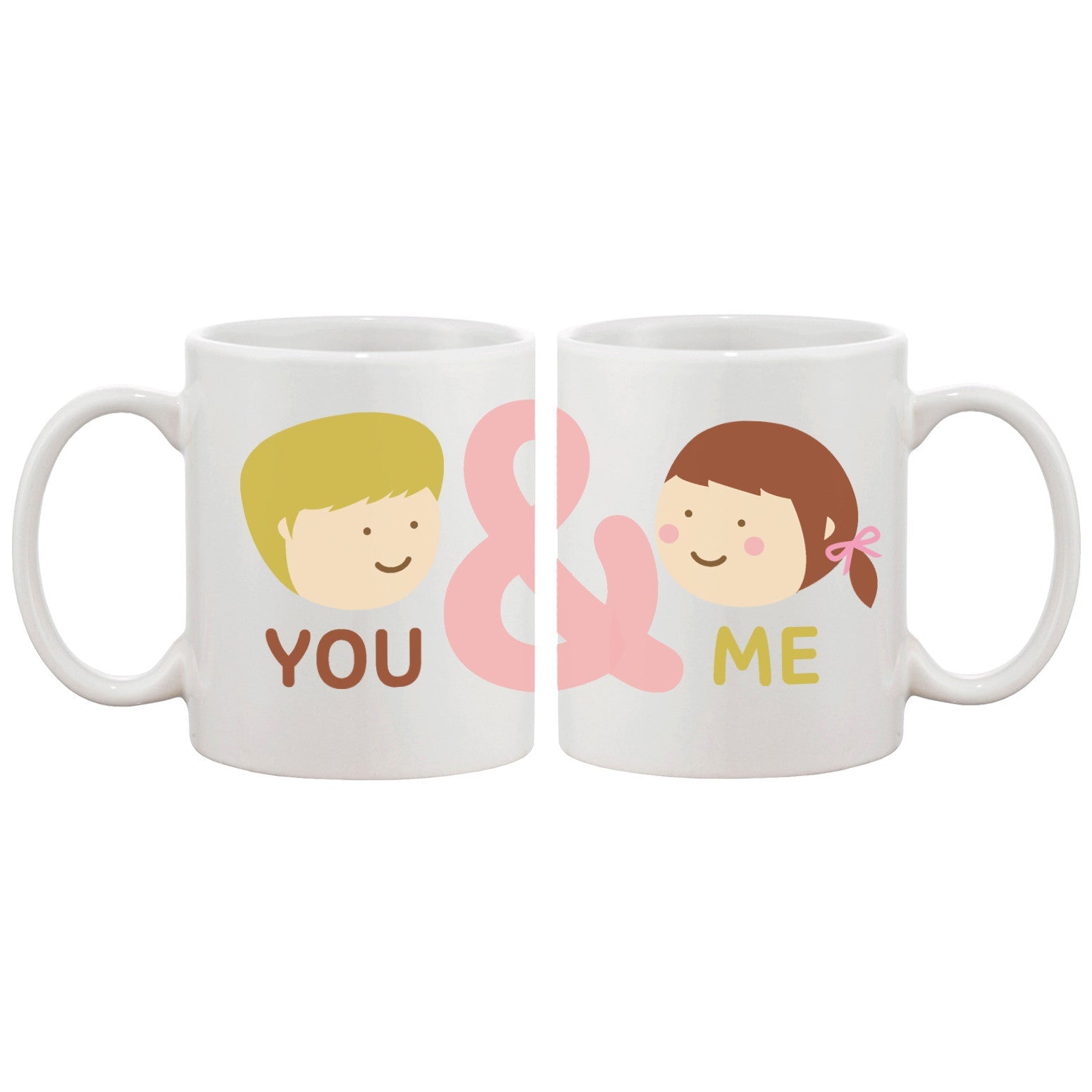 365 Printing Inc You and Me Matching Couple Mugs Cute Graphic Design Ceramic Coffee Mug Cup 11 oz