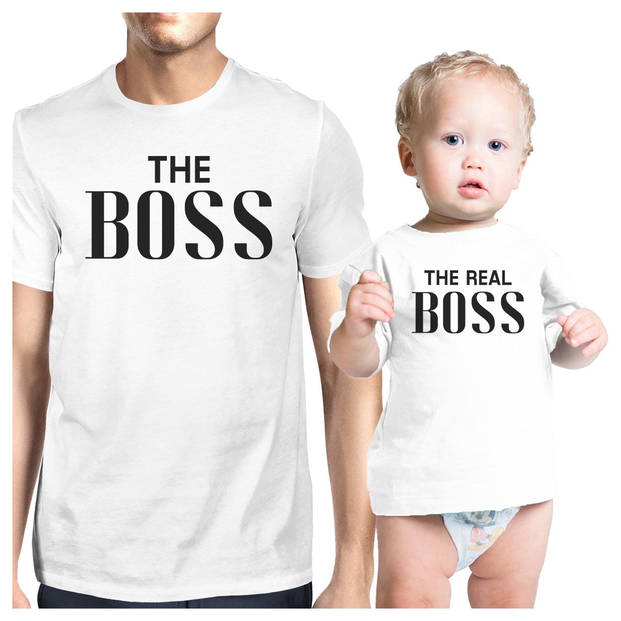 The Real Boss White Funny Matching Tees Gifts For Dad And Baby Girl - 365 In Love