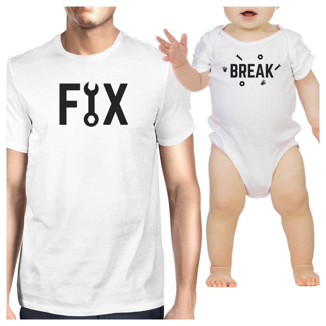 Fix And Break White Dad And Baby Girl Matching Tops Funny Dad Gifts - 365 In Love