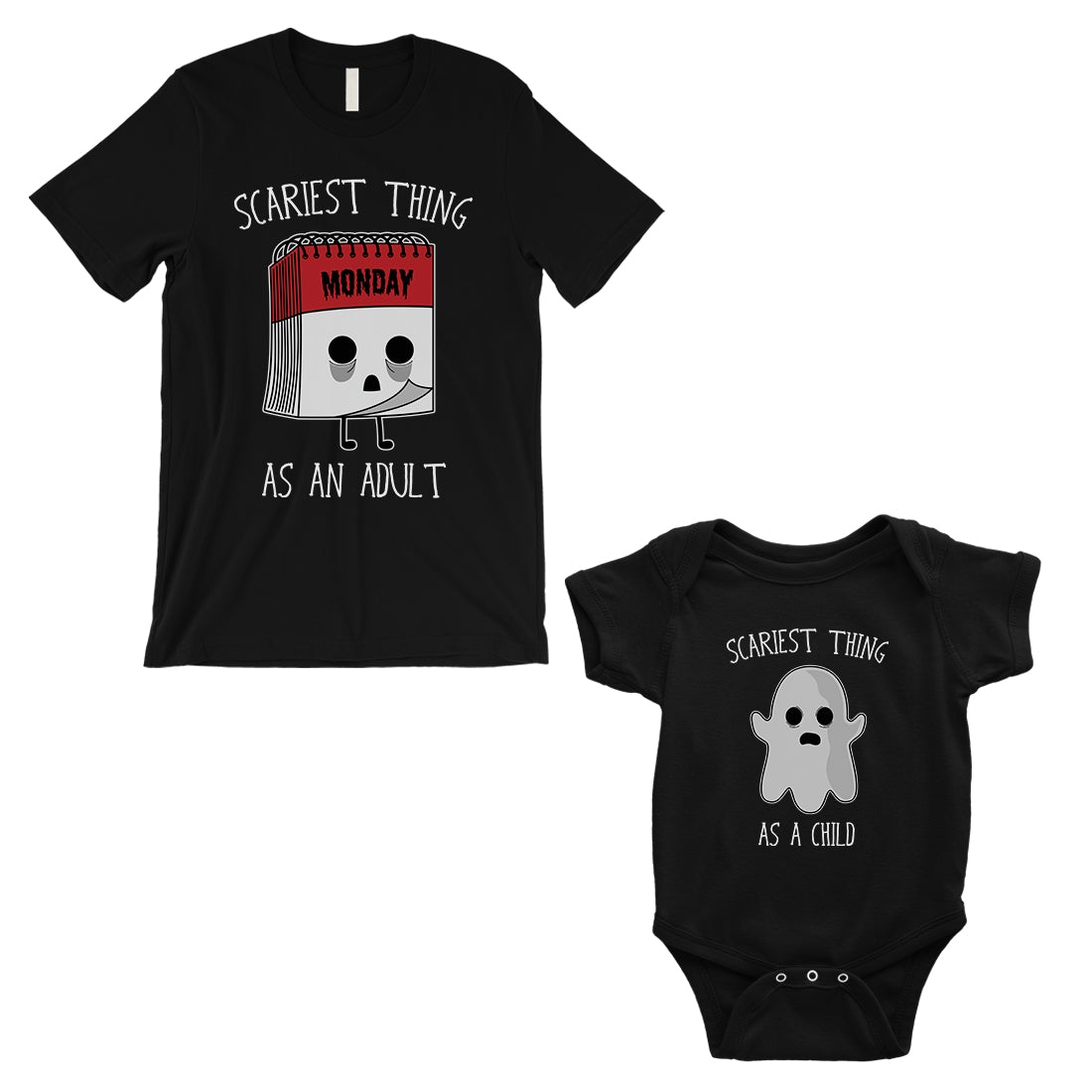 Scariest As Adult Child Matching Dad Shirt and Baby Bodysuit Black