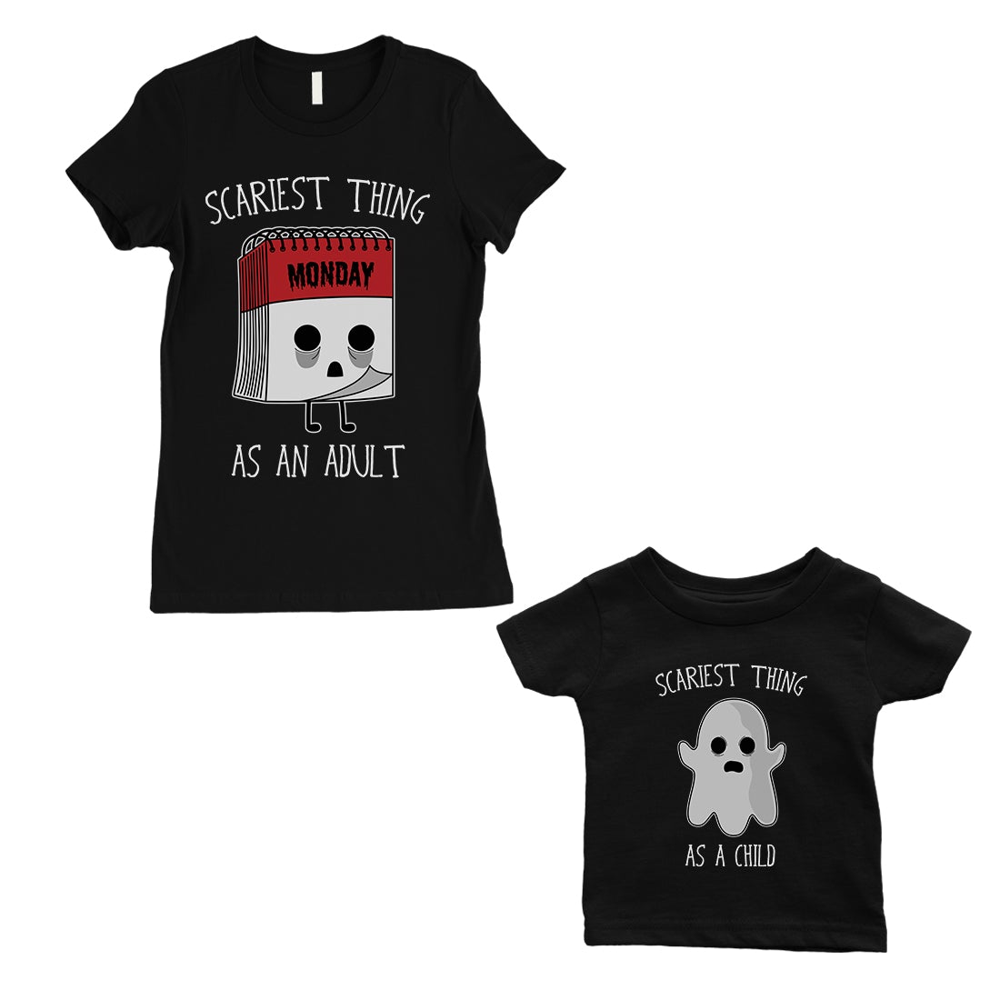 Scariest As Adult Child Mom and Baby Matching Gift Shirts Black