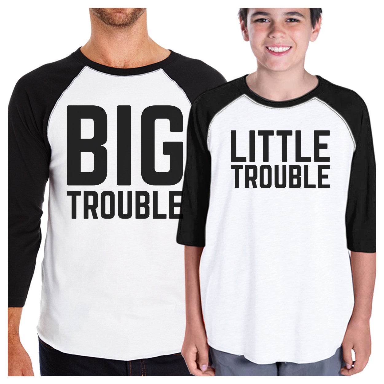 Big Trouble Little Trouble Dad And Baby Baseball Tee New Dad Gifts - 365 In Love