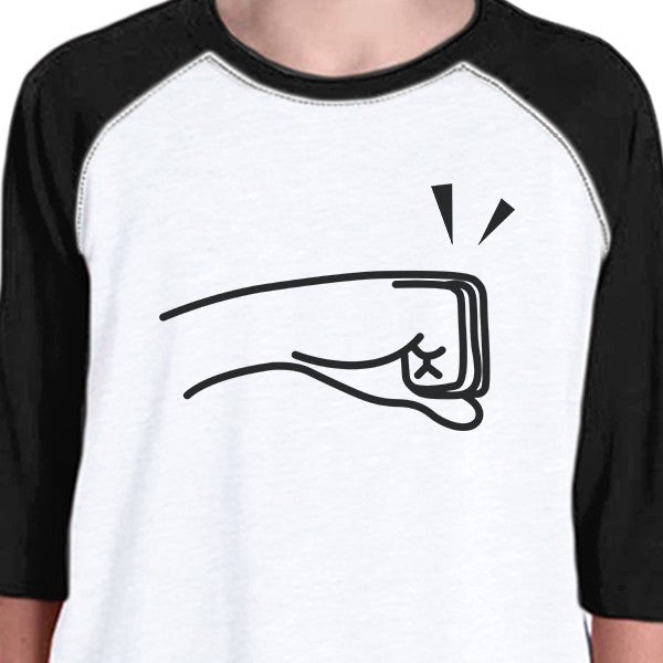 Fists Pound Kid and Pet Matching Black And White Baseball Shirts