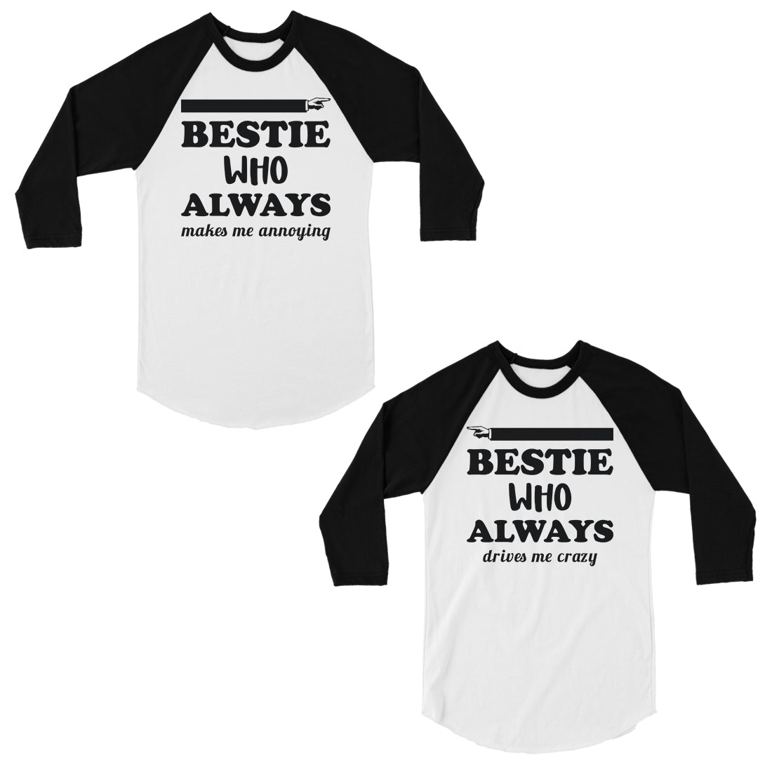 Bestie Always Baseball Shirts Cute BFF Matching Raglan Shirts Gift - White and Black X-Large X-Large