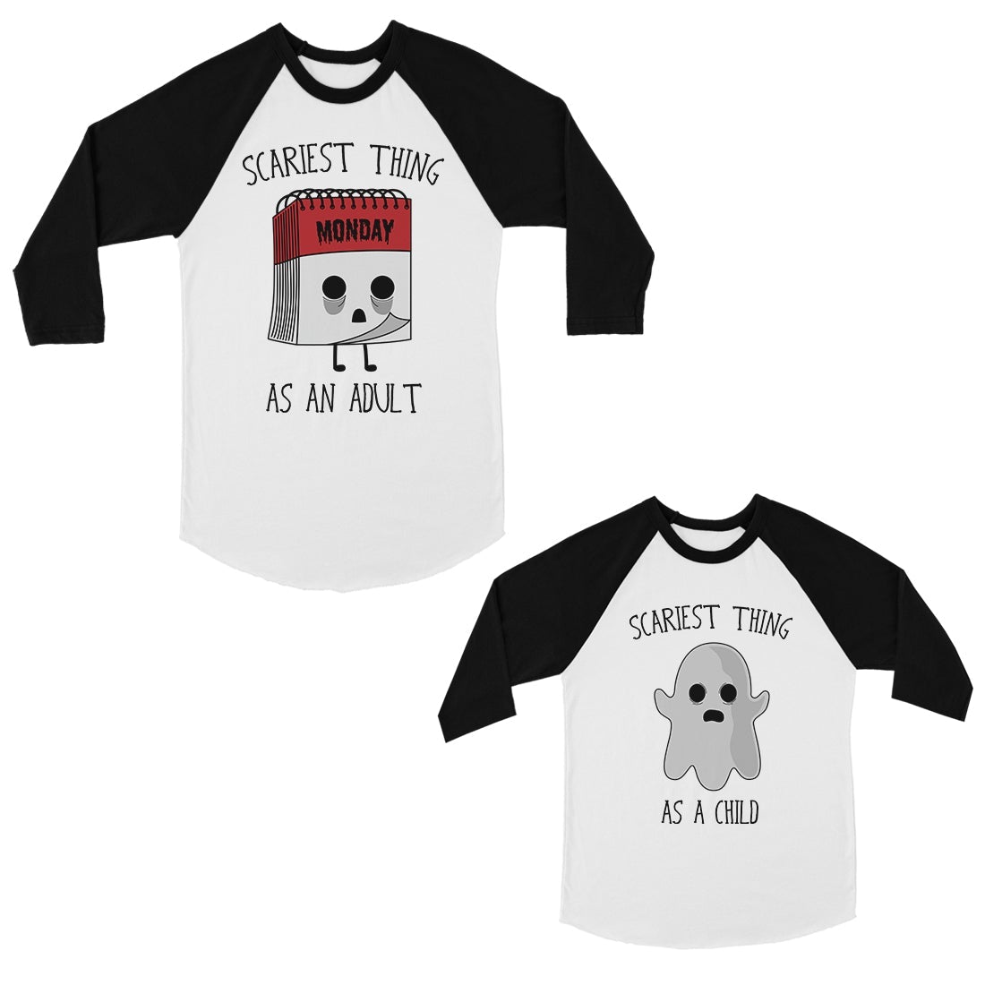 Scariest Thing As an Adult and Child Dad and Kid Matching Outfits Black and White