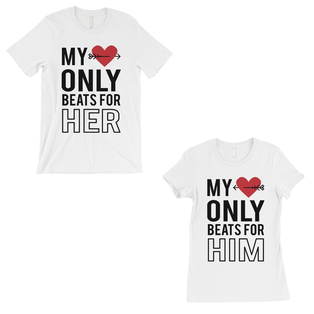 My Heart Beats for Her Him Matching Couple Gift Shirts Red T-Shirt