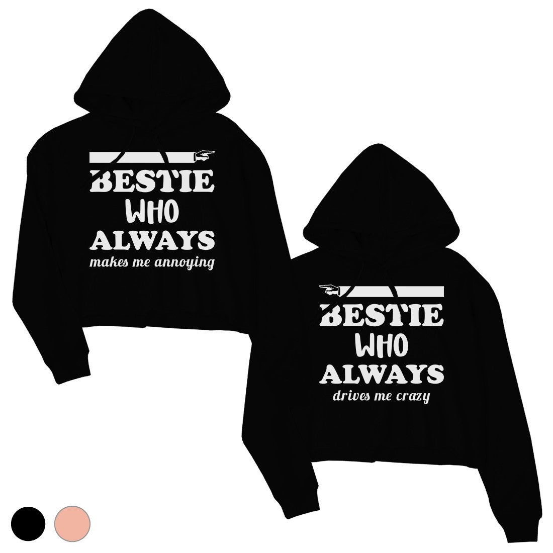 Bestie Always Women's Crop Hoodies BFF Matching Gift For Teen Girls Black