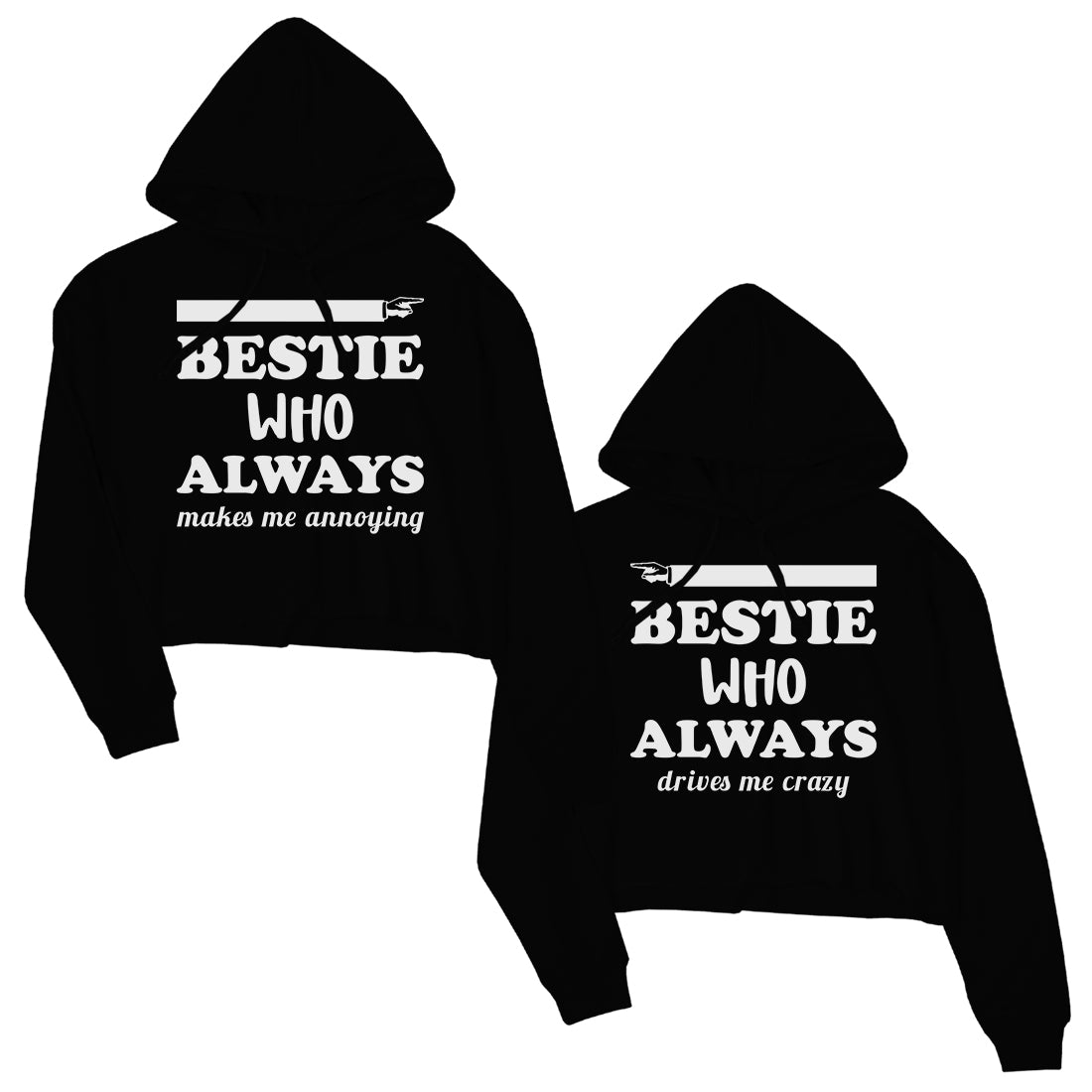 Bestie Always Women's Crop Hoodies BFF Matching Gift For Teen Girls Black