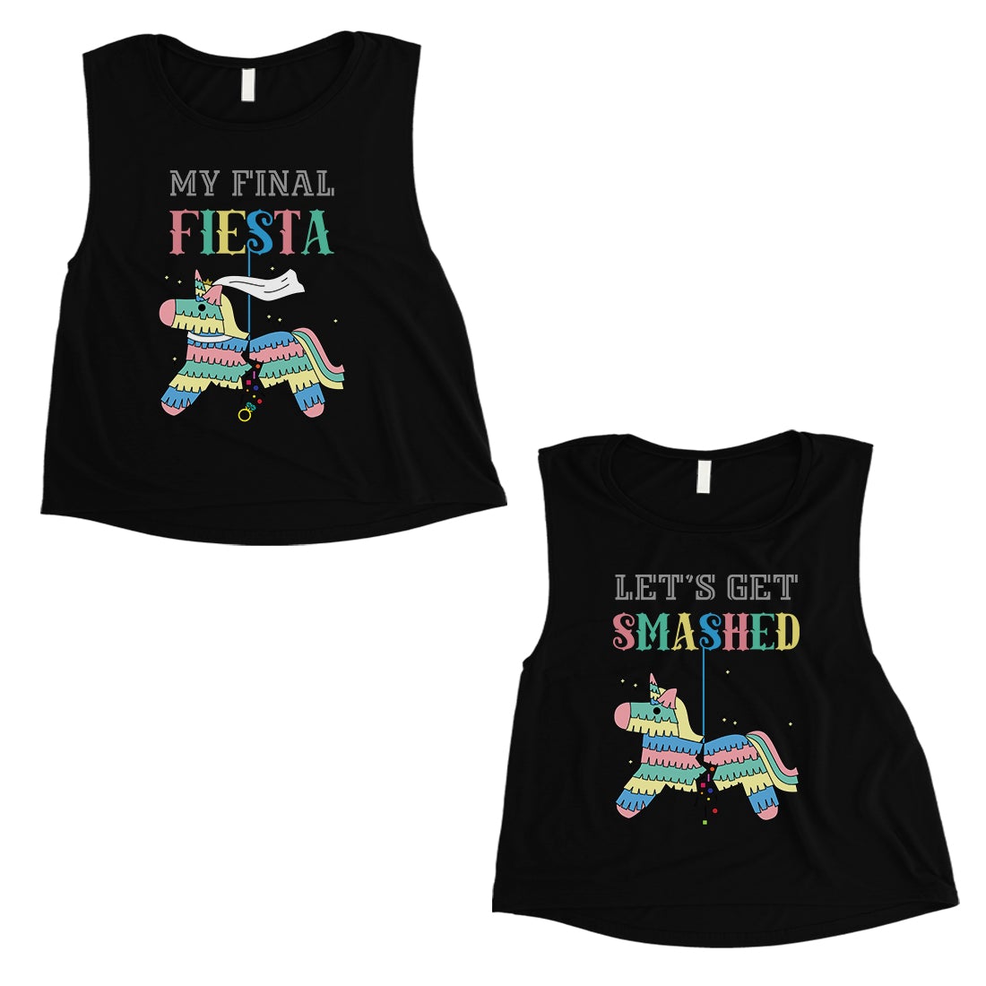 Final Fiesta Smashed Pinata BFF Matching Crop Top Womens Funny Cute Black