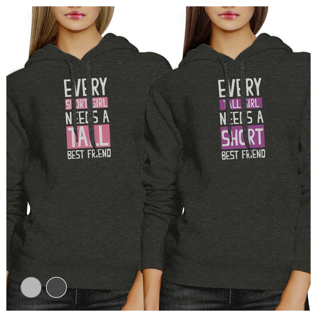 Tall Short Friend BFF Pullover Hoodies Matching Gift Best Friends Black