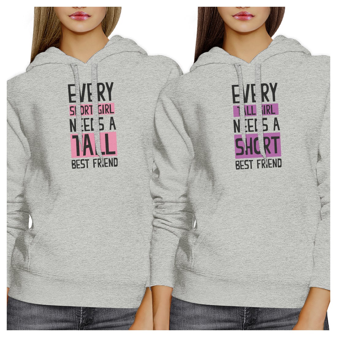 Tall Short Friend BFF Pullover Hoodies Matching Gift Best Friends Black