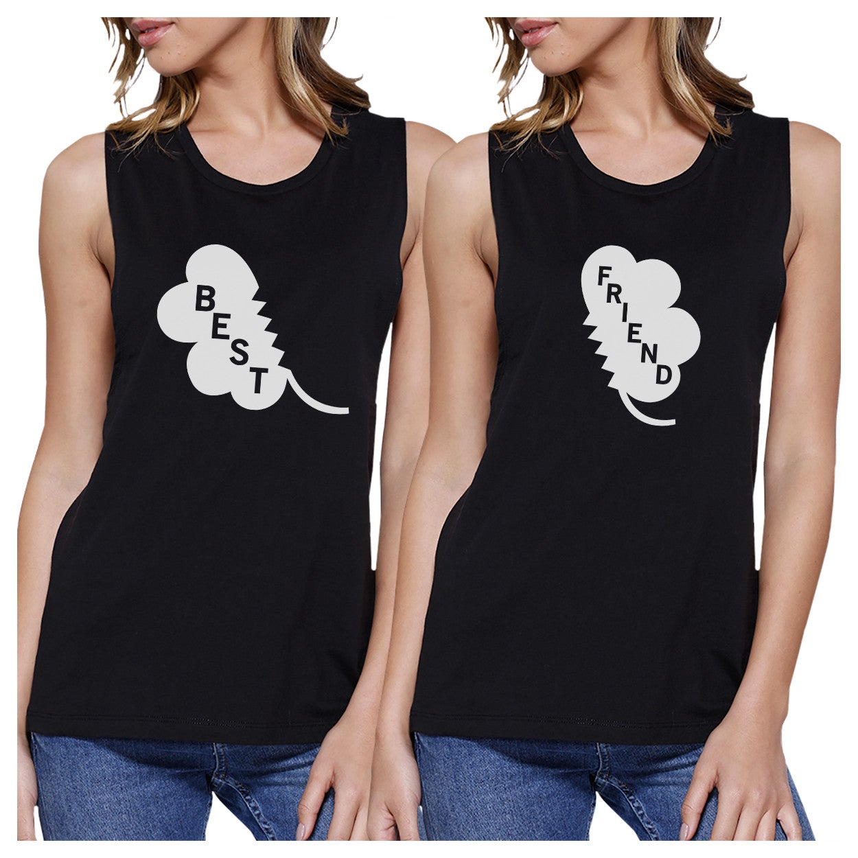 Best Friend Clover Women Muscle Tee Cute Bff Tank Top Patricks Day - 365 In Love
