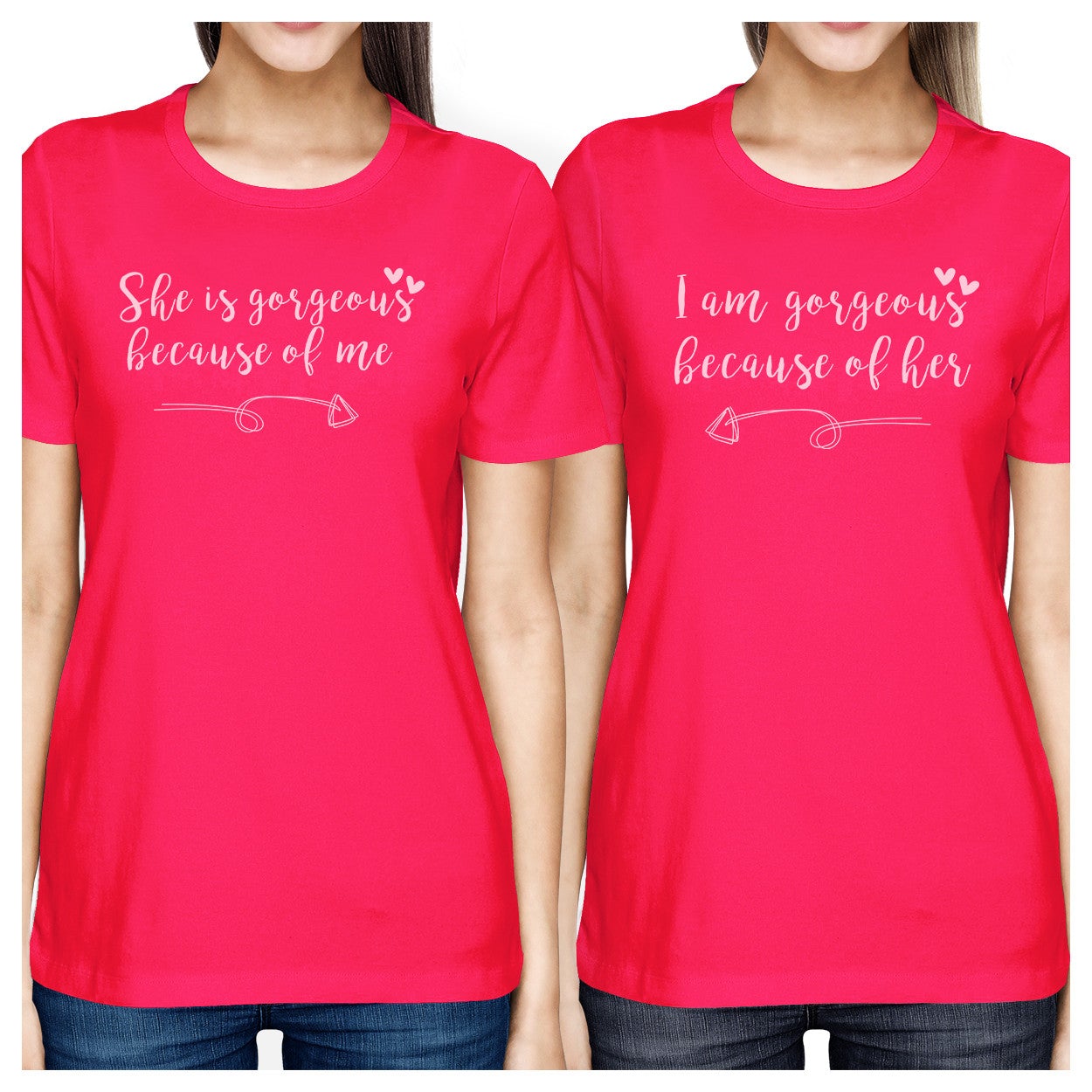 She Is Gorgeous Hot Pink Mom Daughter Cute Matching T-Shirts Cotton - 365 In Love