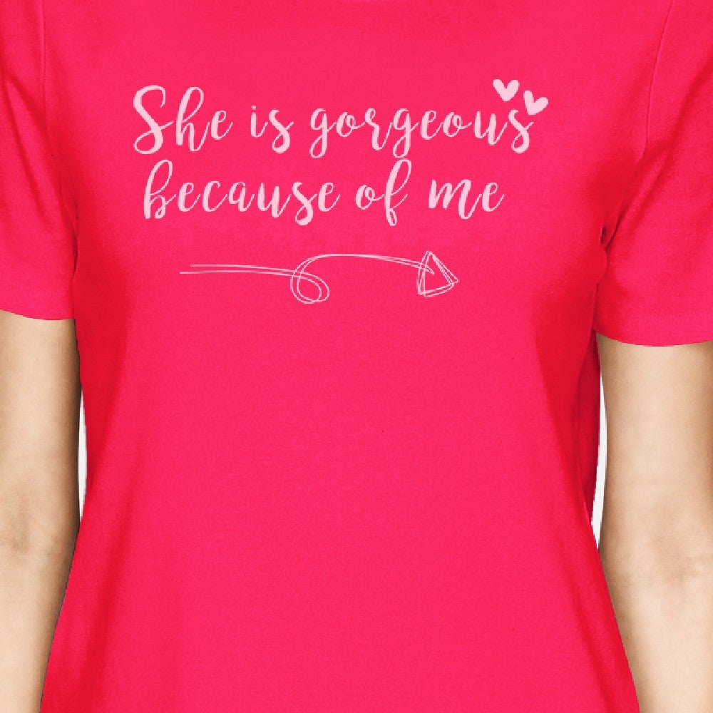 She Is Gorgeous Hot Pink Mom Daughter Cute Matching T-Shirts Cotton - 365 In Love