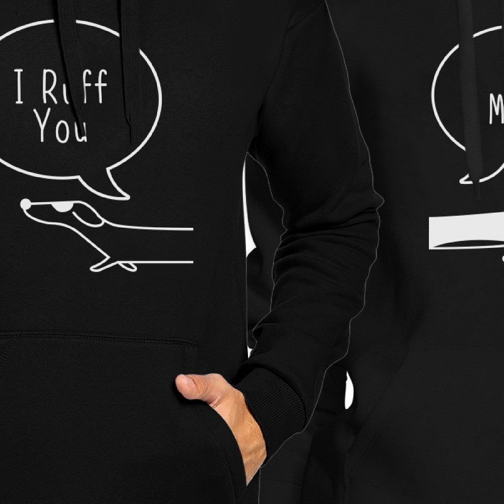 I Ruff You And I Meow Couple Hoodies Christmas Gift For Pet Lovers Black