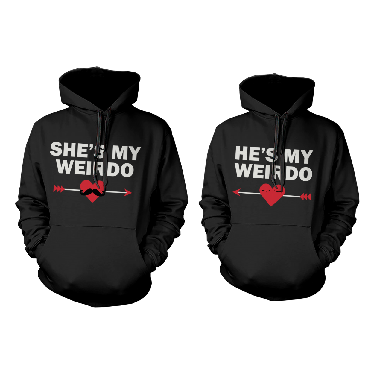 His crazy top her weirdo hoodies