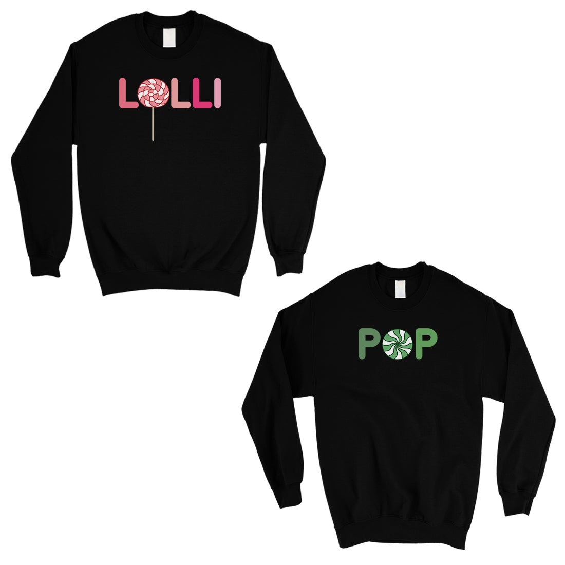 LolliPop Couples Matching Sweatshirts Grandma Grandpa Gift Ideas Black