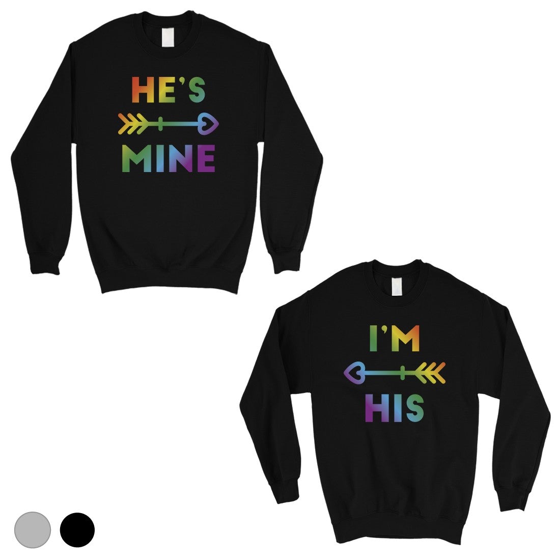 LGBT He's Mine I'm His Rainbow Matching Couple SweatShirts Black
