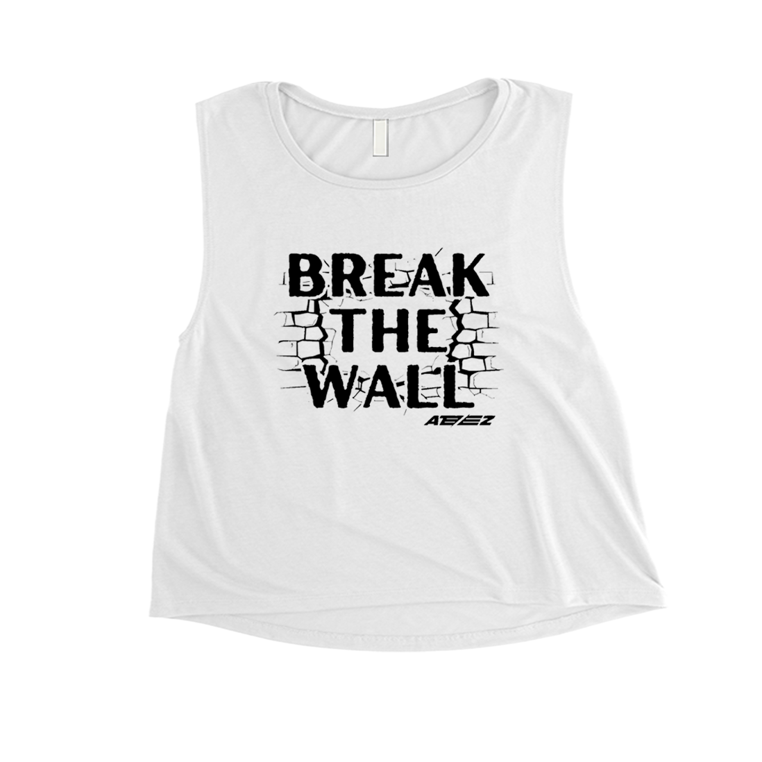 Ateez Break The Wall Women Muscle Crop tee 365 In Love Gifts for Friends and Family Ateez Break The Wall 365 Printing INC Muscle Shirts White 1