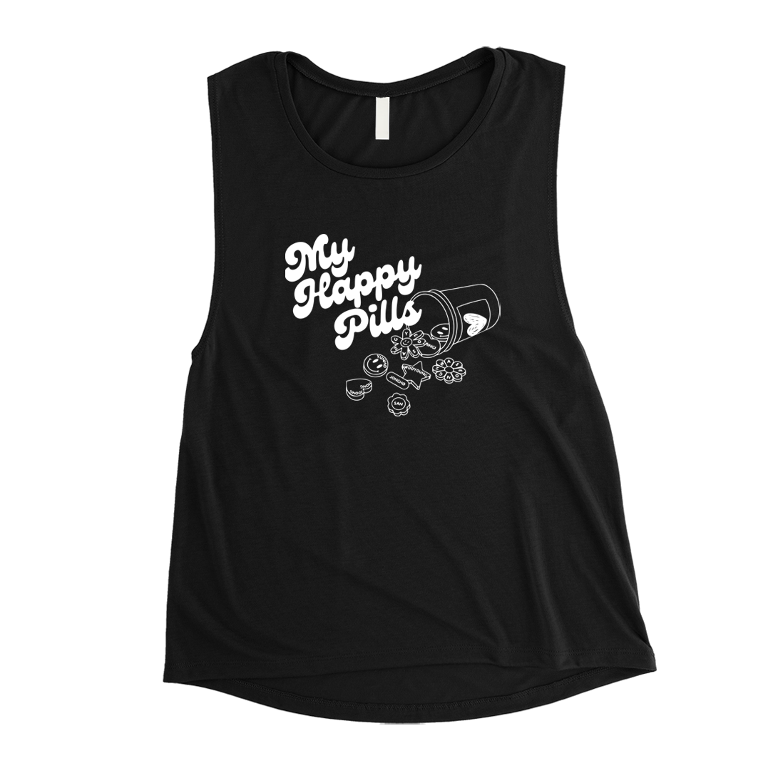 Ateez Happy Pills Women Muscle tee 365 In Love Gifts for Friends and Family Ateez Happy Pills 365 Printing INC Muscle Shirts Black 1