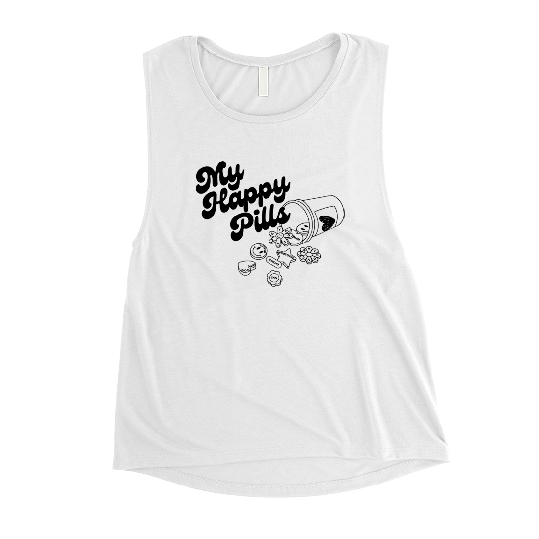 Ateez Happy Pills Women Muscle tee 365 In Love Gifts for Friends and Family Ateez Happy Pills 365 Printing INC Muscle Shirts White 1