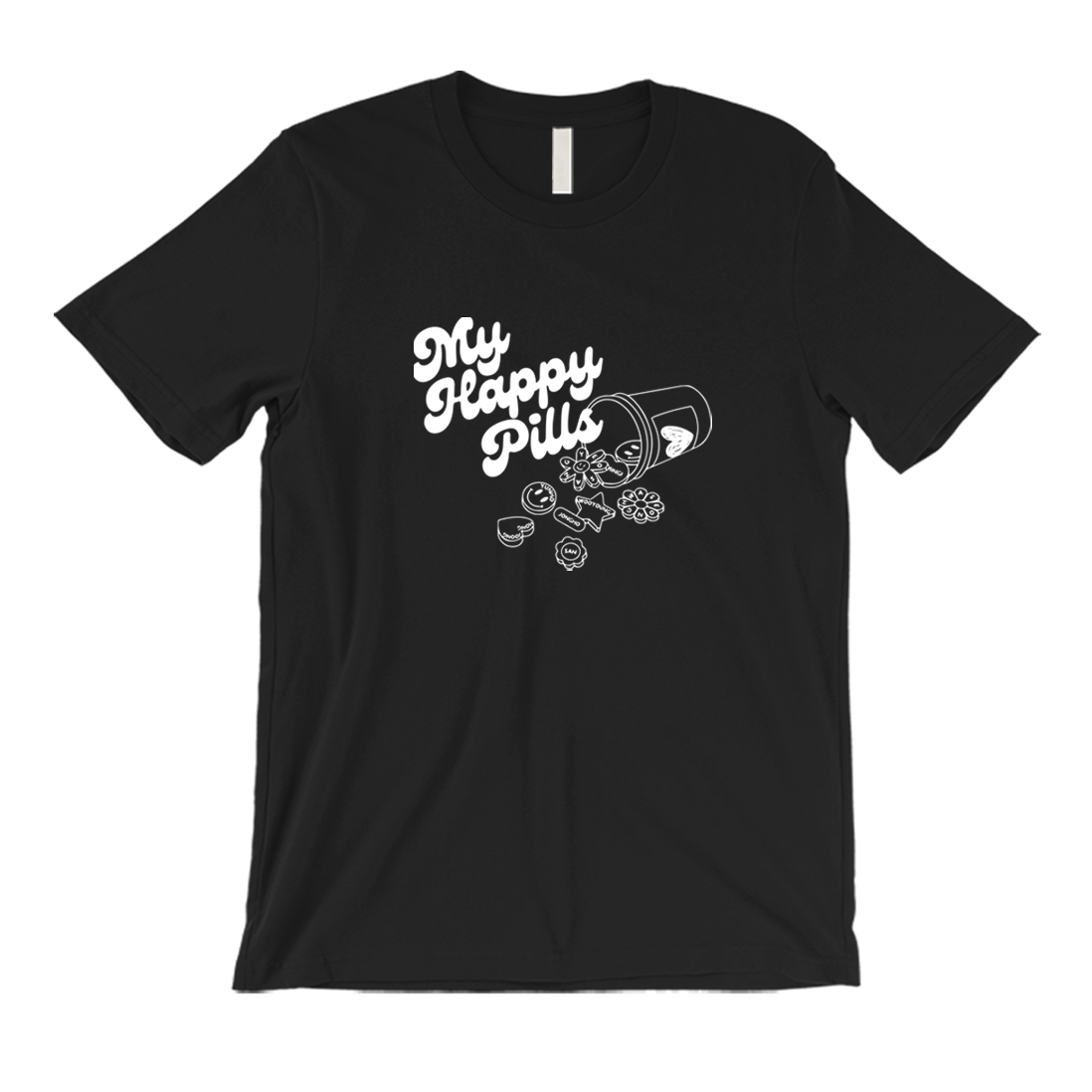 Ateez Happy Pills Crew neck t-shirt 365 In Love Gifts for Friends and Family Ateez Happy Pills 365 Printing INC Short Sleeve Tees Black 1