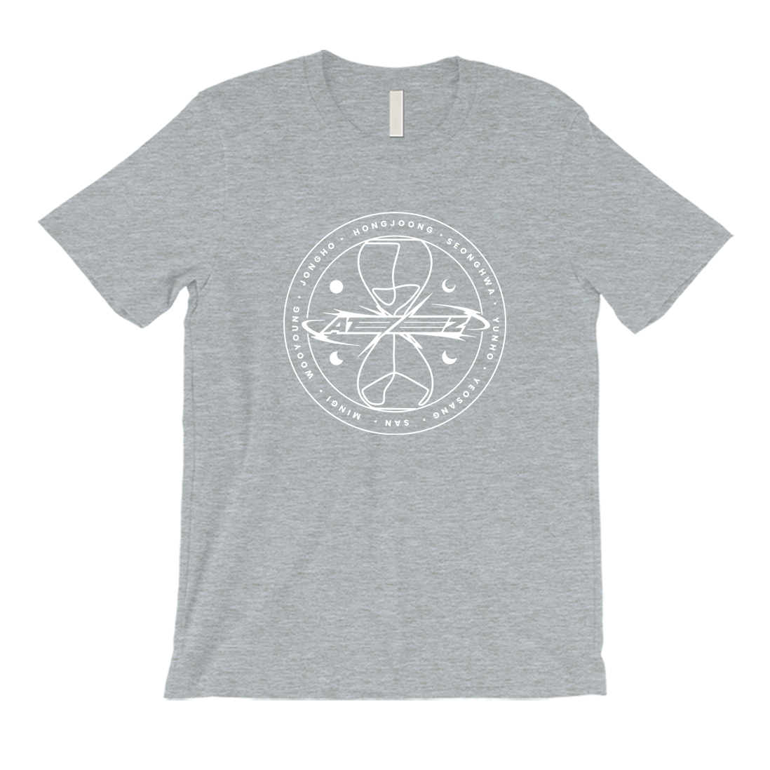 Ateez Hourglass Emblem Crew neck t-shirt 365 In Love Gifts for Friends and Family Ateez Hourglass Emblem 365 Printing INC Short Sleeve Tees Heather Grey 1