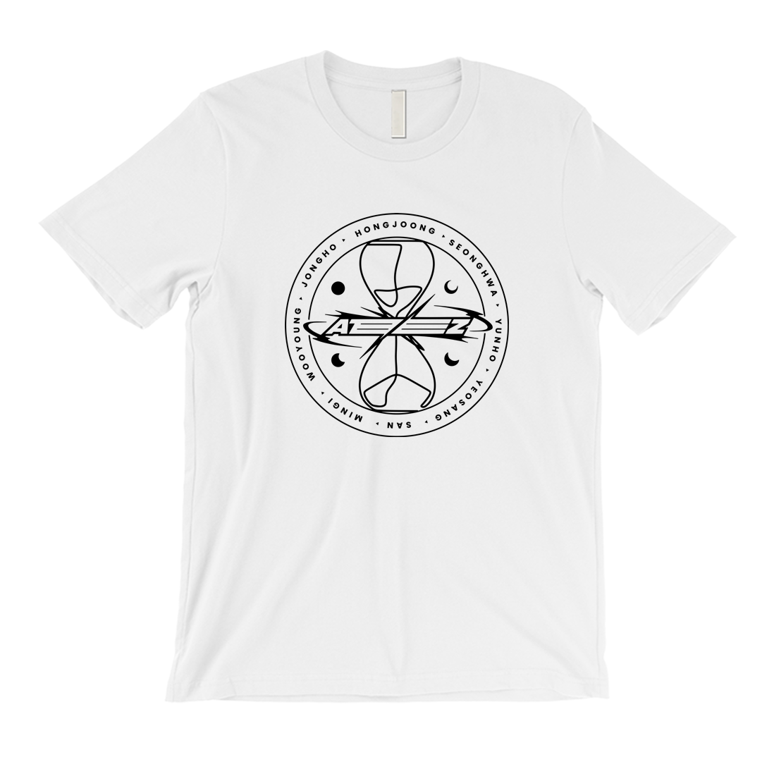 Ateez Hourglass Emblem Crew neck t-shirt 365 In Love Gifts for Friends and Family Ateez Hourglass Emblem 365 Printing INC Short Sleeve Tees White 1