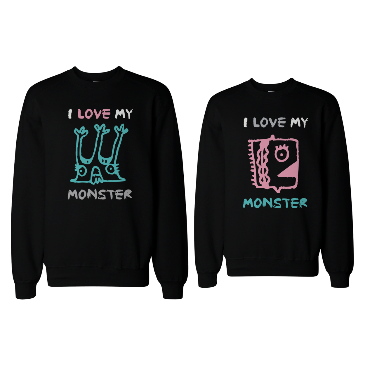 I Love My Monster Couple Sweatshirts