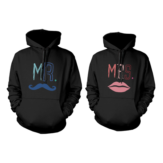 Mr Mustache And Mrs Lips Hoodies