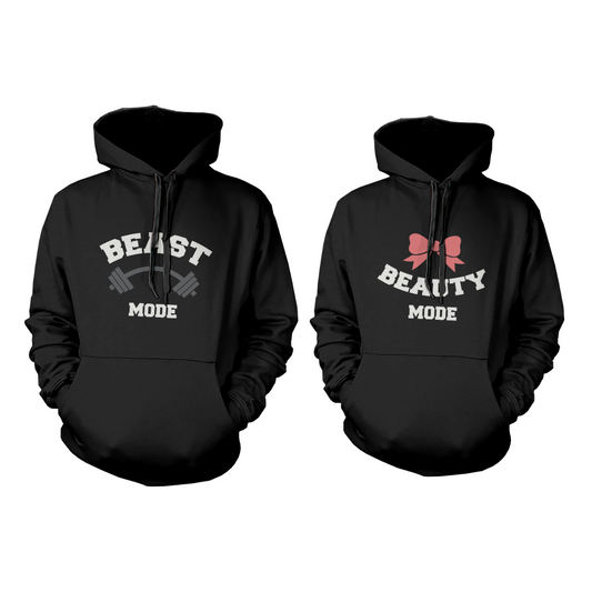 Beast Mode Beauty Mode Couple Hoodies