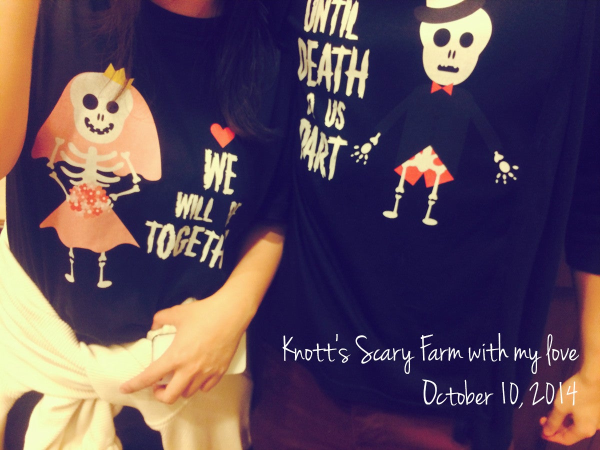 Knotts Scary Farm Skeleton Wedding Couple T Shirts