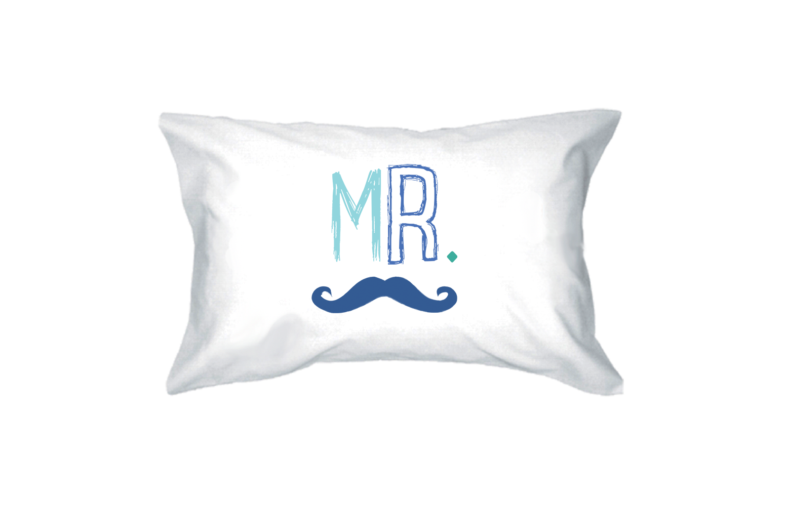 blue mr mustache pillow case