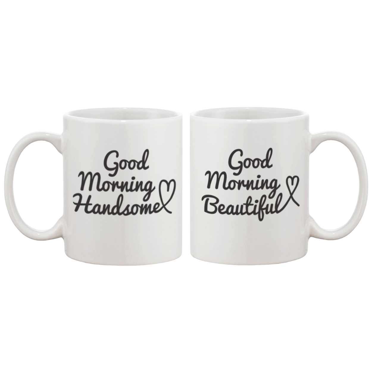 His and Hers Coffee Mug Set - Good Morning Handsome, Good Morning Beautiful White