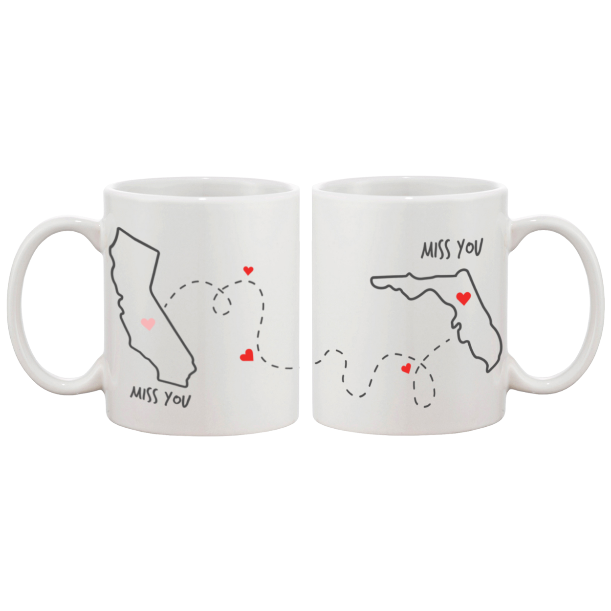 [Custom] Miss You Long Distance Relationship Matching Couple Mugs (Set) White