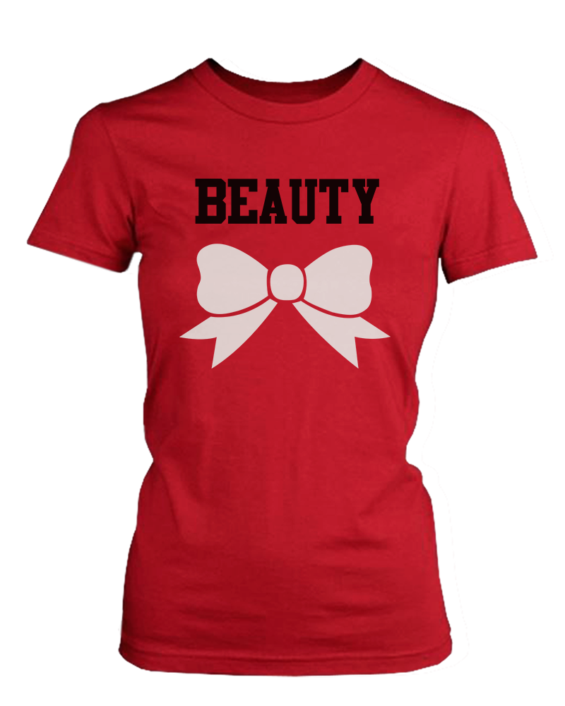 Beauty and Beast Red Matching Couple Workout Shirts 365 In Love