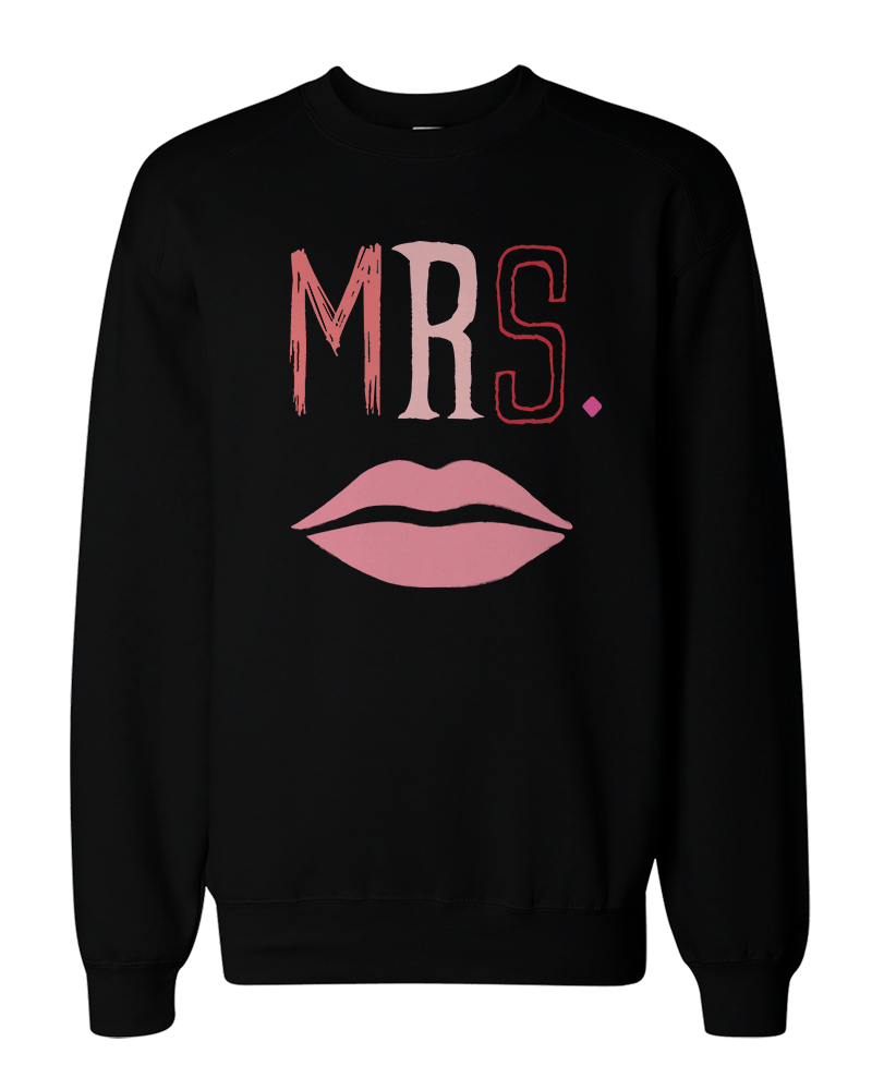 Pink Mrs Lips Sweatshirts For Couples