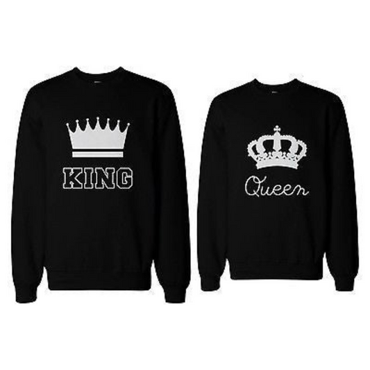 King And Queen Couple Sweatshirts Cute Matching Outfit For Couples - 365 In Love