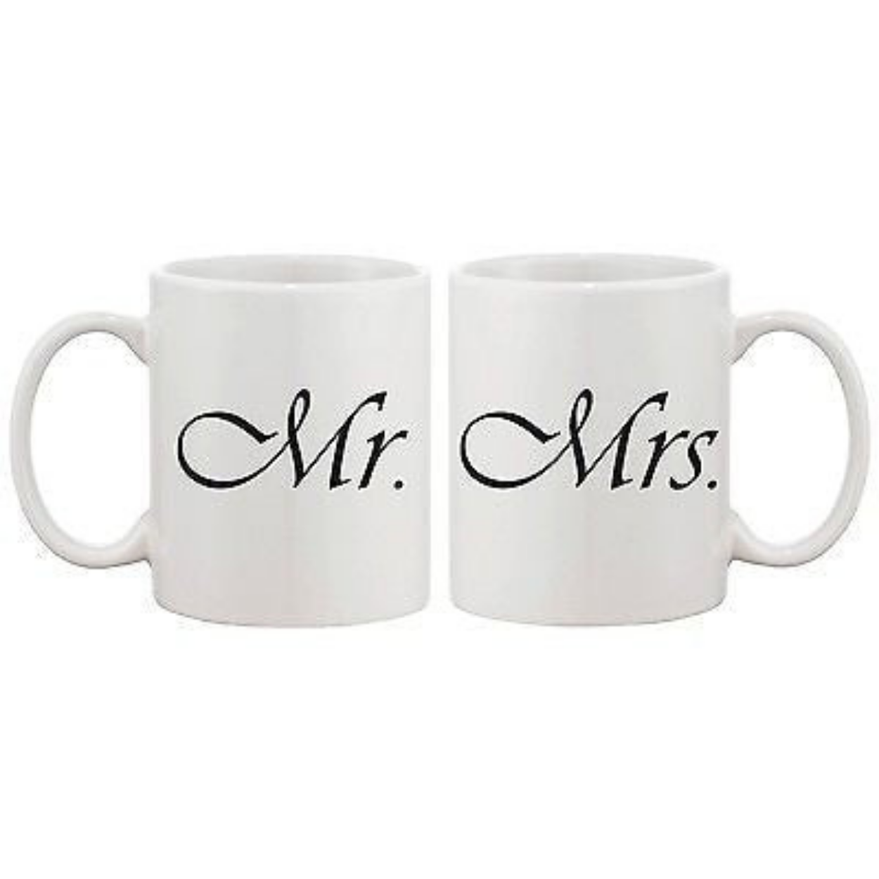 Cute Mr and Mrs Couple Mugs - His and Hers Matching Coffee Mug Cup Set White