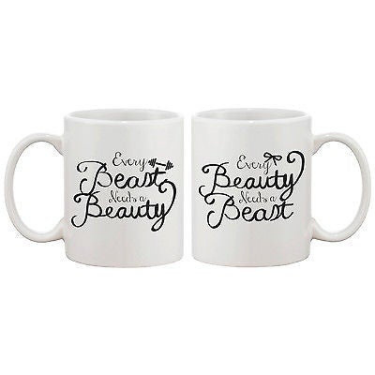 Every Beauty Needs a Beast Romantic Matching Coffee Mugs- Cute Couple Mug White