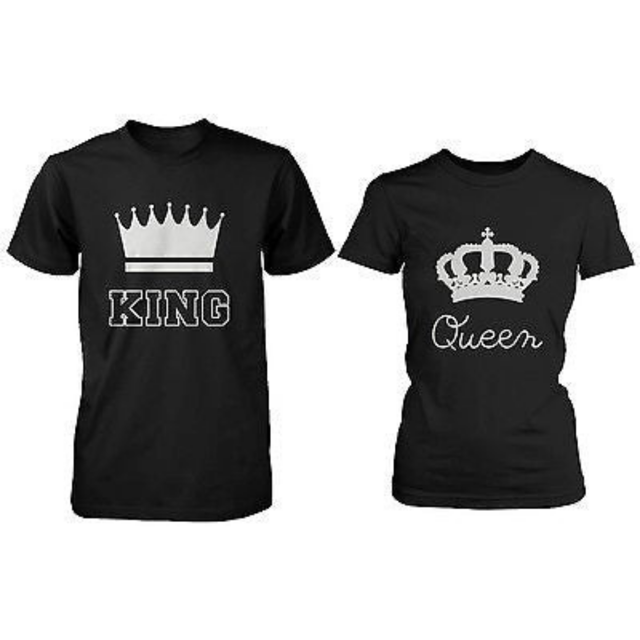 Cute Matching Couple T-Shirts In Black - King And Queen - 100% Cotton - 365 In Love