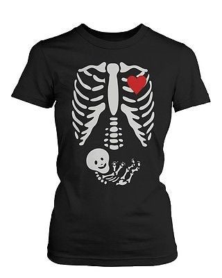 Funny Family Matching Shirts Daddy Mommy Baby X-Ray Halloween Shirt and Bodysuit Black