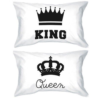 His And Hers Pillowcases King And Queen Crown Matching Couple Pillow Covers - 365 In Love